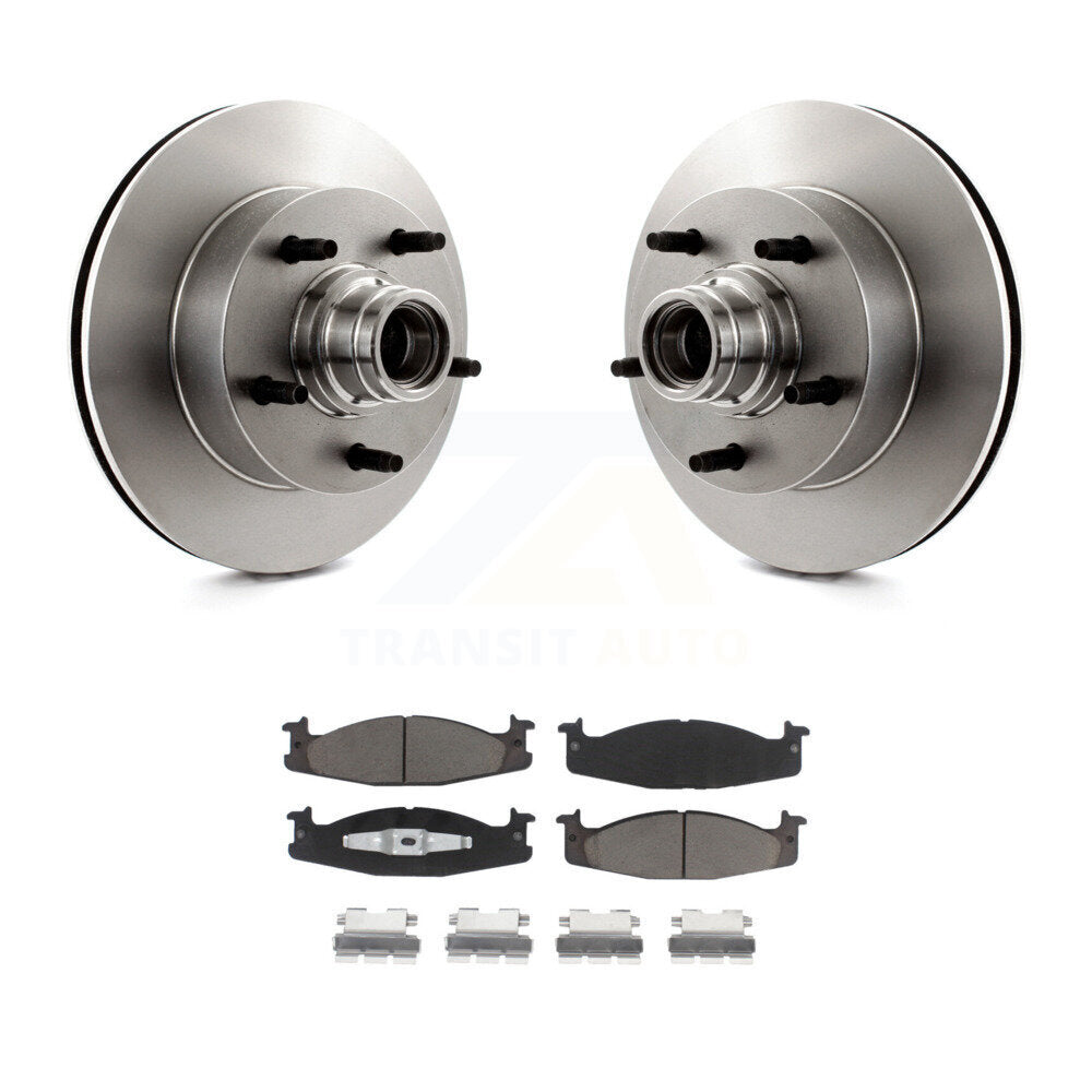 Disc Brake Rotor Hub & Ceramic Pad Front Kit For Ford E-150 Econoline Club Wagon