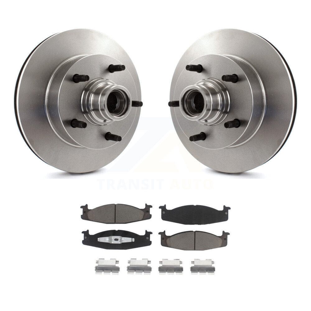 Disc Brake Rotors Hub And Ceramic Pads Front Kit For Ford F-150 E-150 Econoline