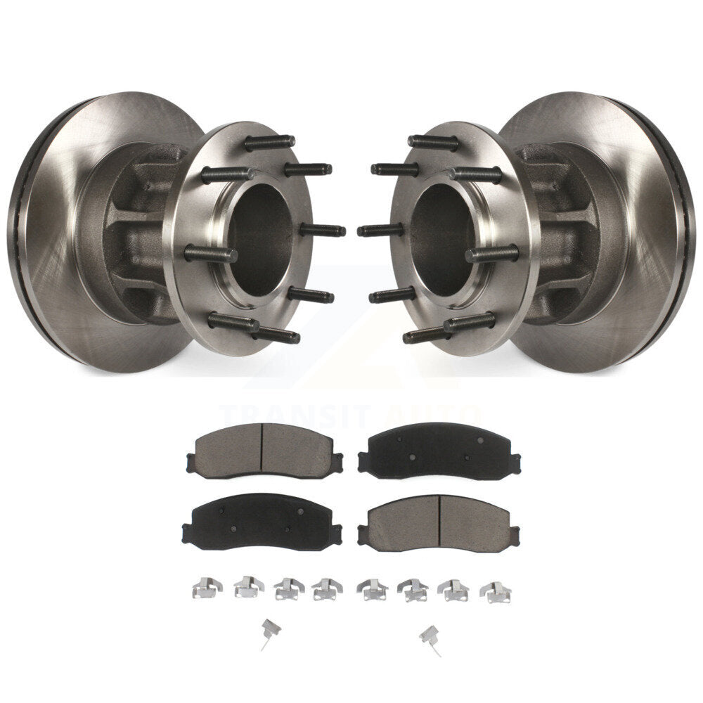 Disc Brake Rotors Hub & Ceramic Pad Front Kit For 2011 Ford F-350 Super Duty RWD