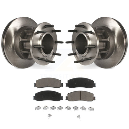 Disc Brake Rotors Hub & Ceramic Pad Front Kit For 2011 Ford F-350 Super Duty RWD