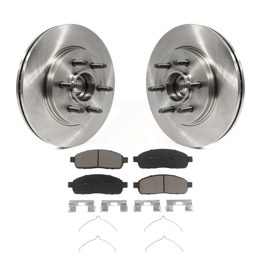 Disc Brake Rotors Hub & Ceramic Pad Front Kit For Ford F-150 Lincoln Mark LT RWD
