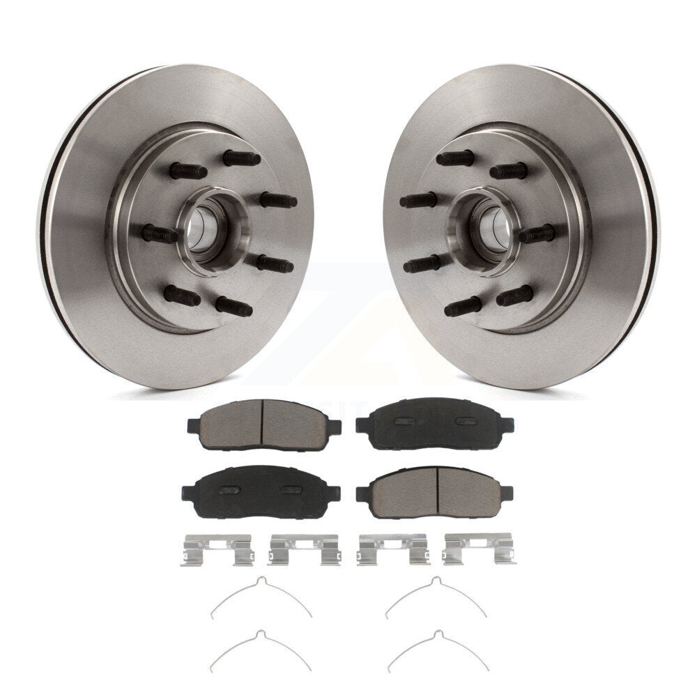 Disc Brake Rotors Hub & Ceramic Pad Front Kit For Ford F-150 Lincoln Mark LT RWD