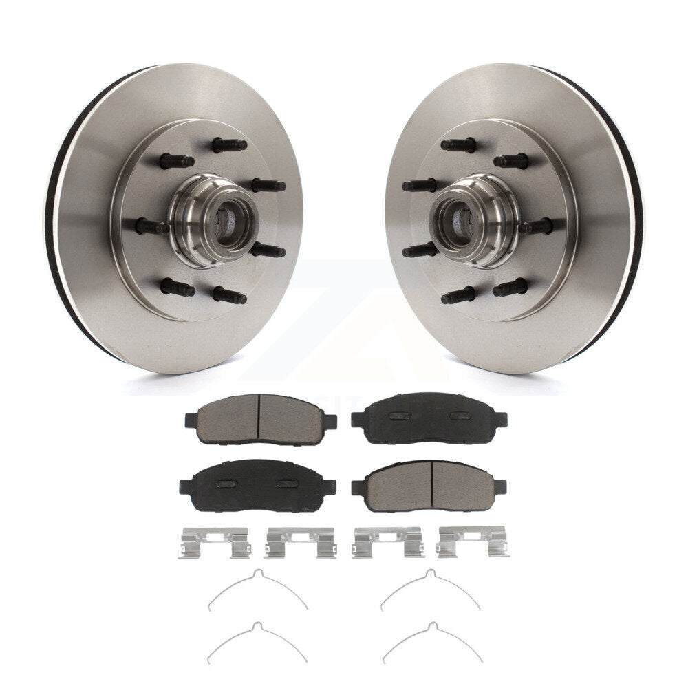 Disc Brake Rotors Hub Assembly And Ceramic Pad Front Kit For 2004 Ford F-150 RWD
