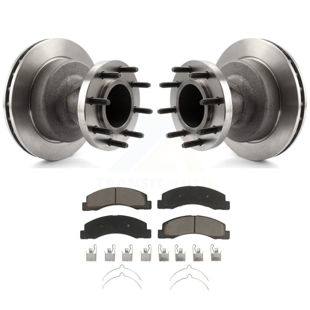 Disc Brake Rotors Hub Assembly & Ceramic Pad Front Kit For Ford F-350 Super Duty