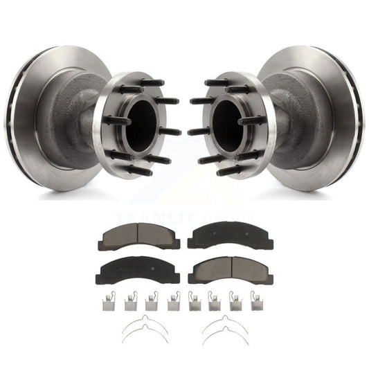 Disc Brake Rotors Hub Assembly & Ceramic Pad Front Kit For Ford F-350 Super Duty