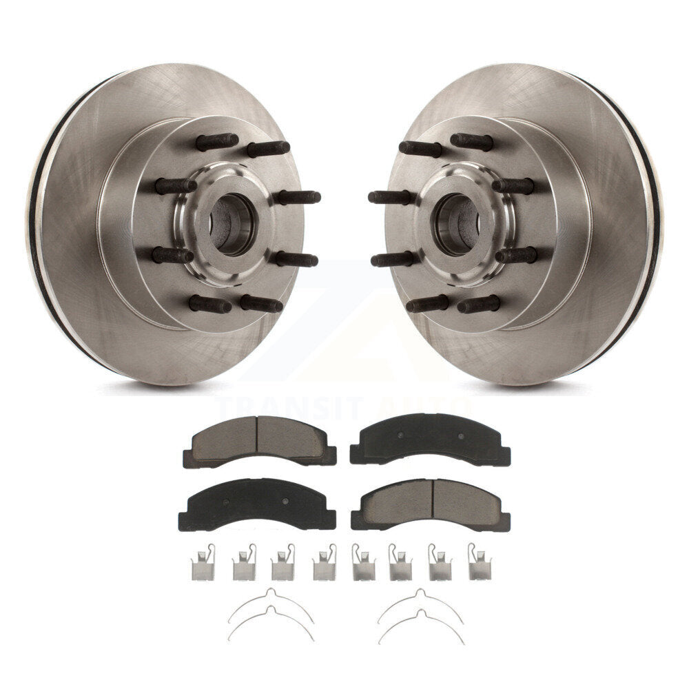 Disc Brake Rotors Hub Assembly Ceramic Pad Front Kit For 2005 Ford Excursion RWD