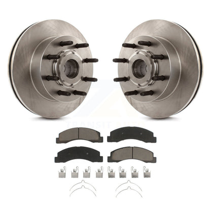 Disc Brake Rotors Hub Assembly Ceramic Pad Front Kit For 2005 Ford Excursion RWD