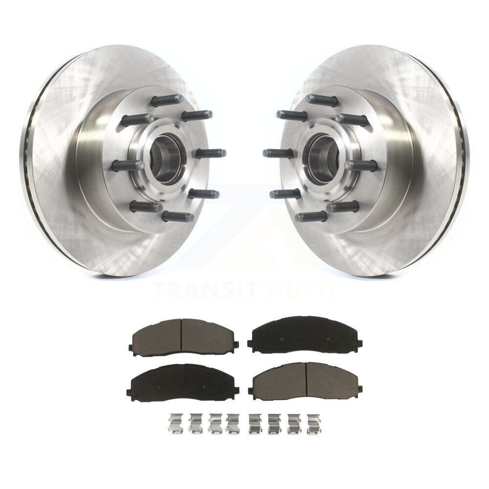 Disc Brake Rotors Hub And Ceramic Pads Front Kit For Ford F-350 Super Duty F-250