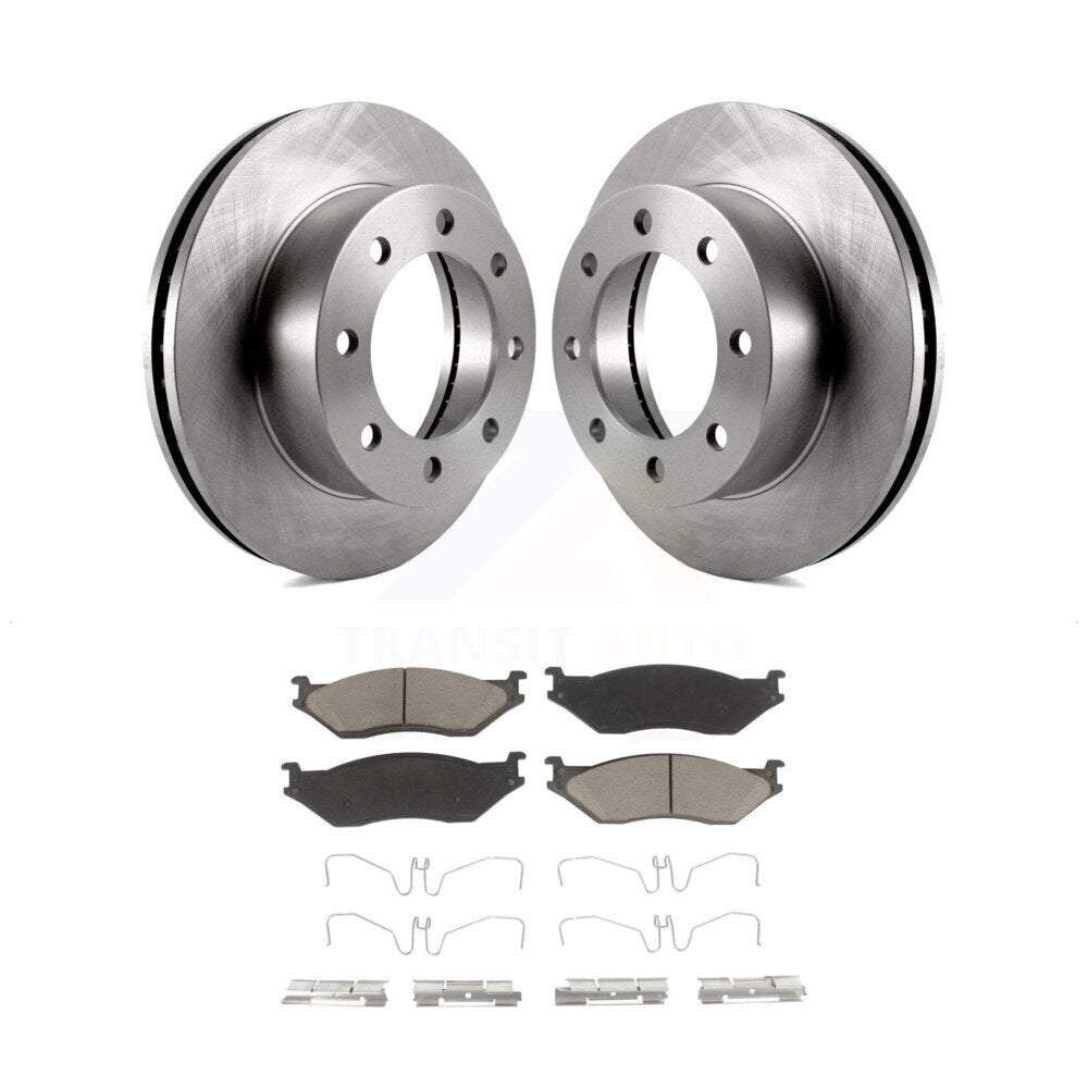 Brake Rotors & Ceramic Pad Front Kit For Ford F-450 Super Duty With 8 Lug Wheels