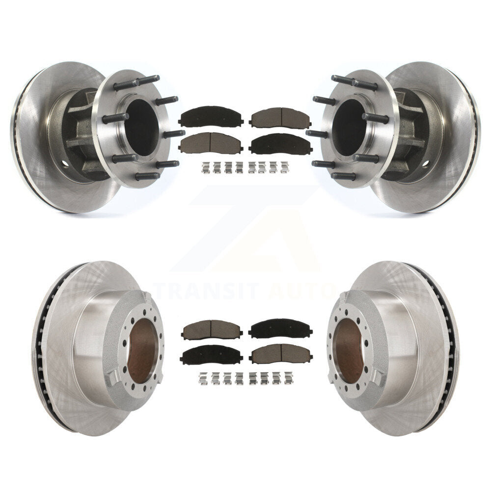 Disc Brake Rotors And Ceramic Pads Front Rear Kit For Ford F-350 Super Duty