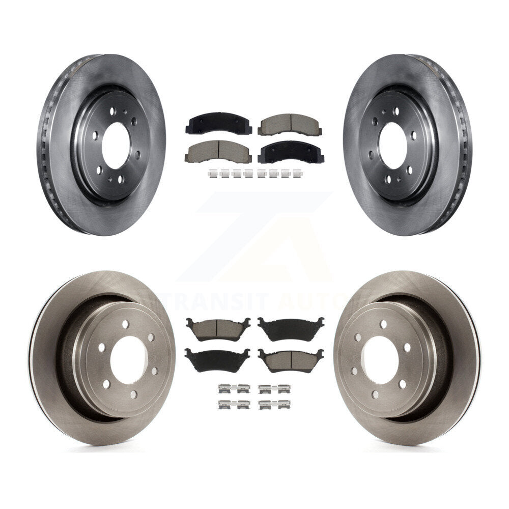 Brake Rotors Ceramic Pad Front Rear Kit For Ford F-150 With Manual Parking