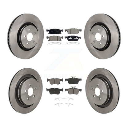 Brake Rotor & Ceramic Pad Front Rear Kit For Ford Edge With Red Painted Calipers