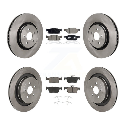 Brake Rotor & Ceramic Pad Front Rear Kit For Ford Edge With Red Painted Calipers