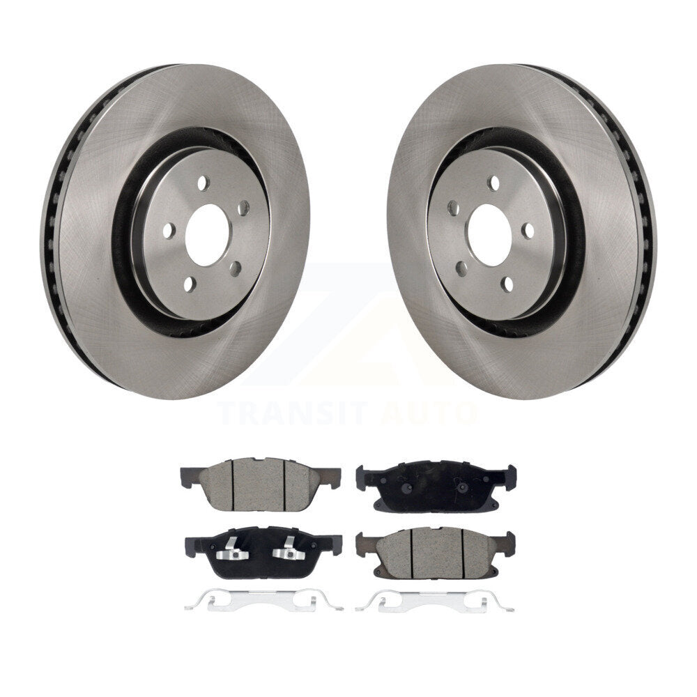 Brake Rotors Ceramic Pad Front Kit For 19-24 Ford Edge With Red Painted Calipers