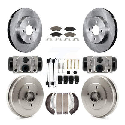 Brake Rotors Ceramic Pad & Drum Front Rear Kit (9Pc) For Nissan Versa Note Micra