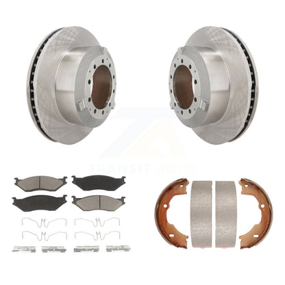 Disc Rotors Ceramic Pads Parking Shoes Rear Kit For Ford F-450 Super Duty F-550