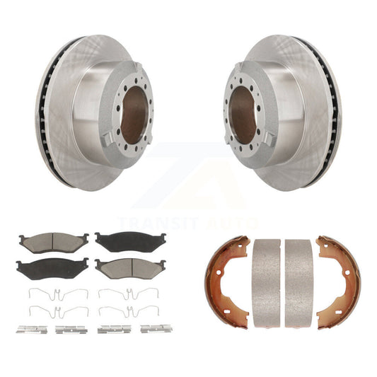 Disc Rotors Ceramic Pads Parking Shoes Rear Kit For Ford F-450 Super Duty F-550