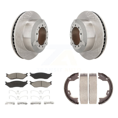 Disc Rotors Ceramic Pads Parking Shoes Rear Kit For Ford F-450 Super Duty IC LCF