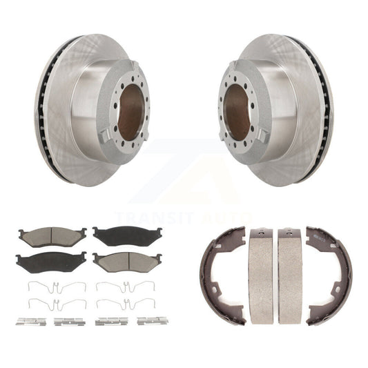 Disc Rotors Ceramic Pads Parking Shoes Rear Kit For Ford F-450 Super Duty IC LCF