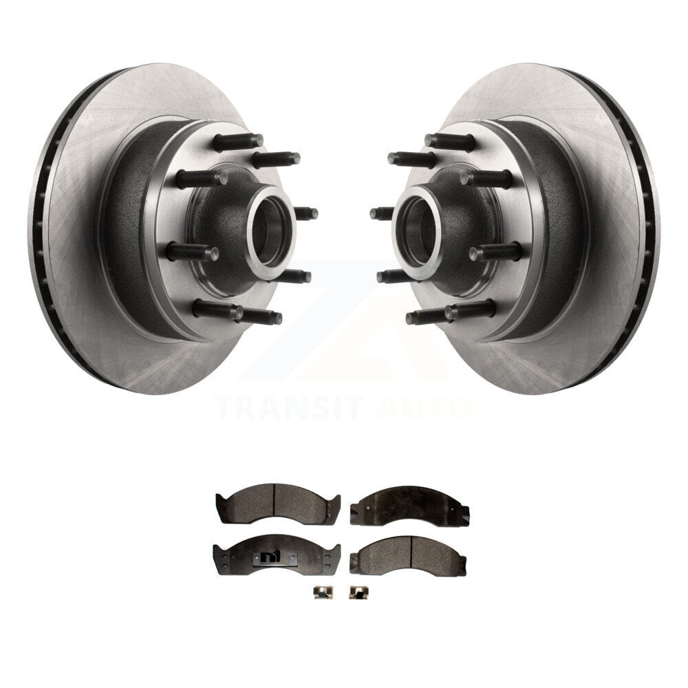 Disc Brake Rotor Semi-Metallic Pad Front Kit For Ford E-450 Econoline Super Duty