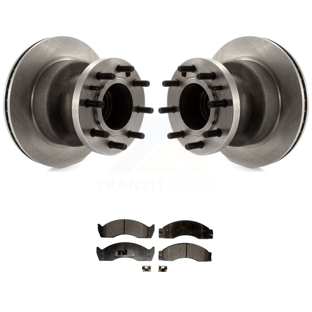 Disc Brake Rotor Semi-Metallic Pad Front Kit For Ford E-450 Econoline Super Duty