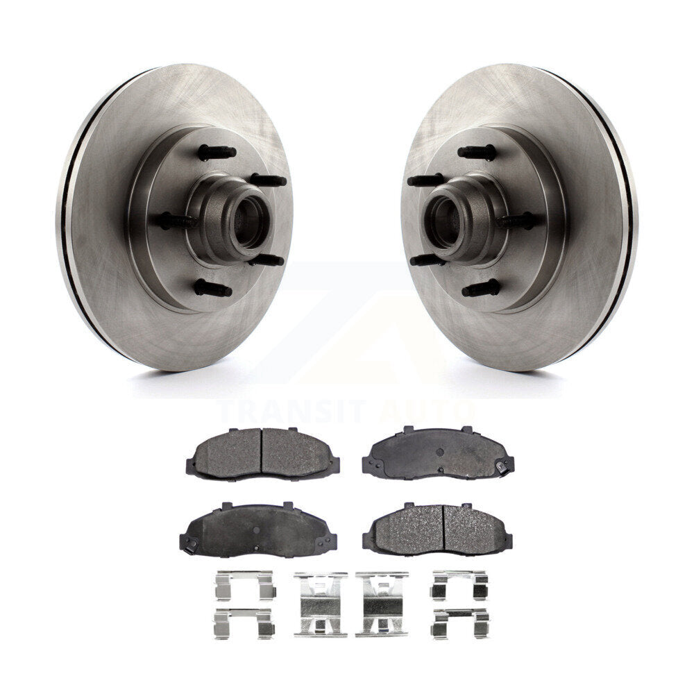Disc Brake Rotors Hub Assembly And Semi-Metallic Pads Front Kit For Ford F-150