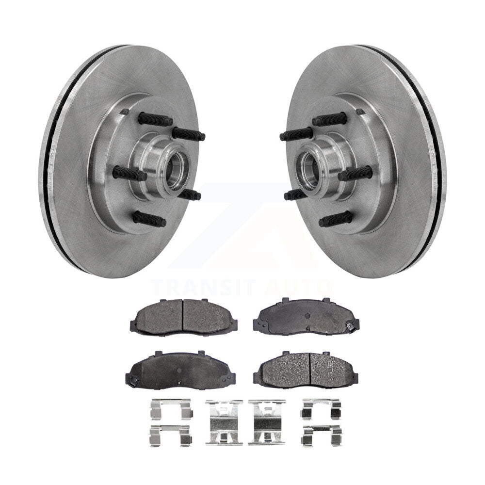 Disc Brake Rotor Hub Semi-Metallic Pad Front Kit For 2002-2003 Lincoln Blackwood