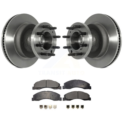 Disc Brake Rotor Hub Semi-Metallic Pad Front Kit For Ford E-350 Super Duty E-450