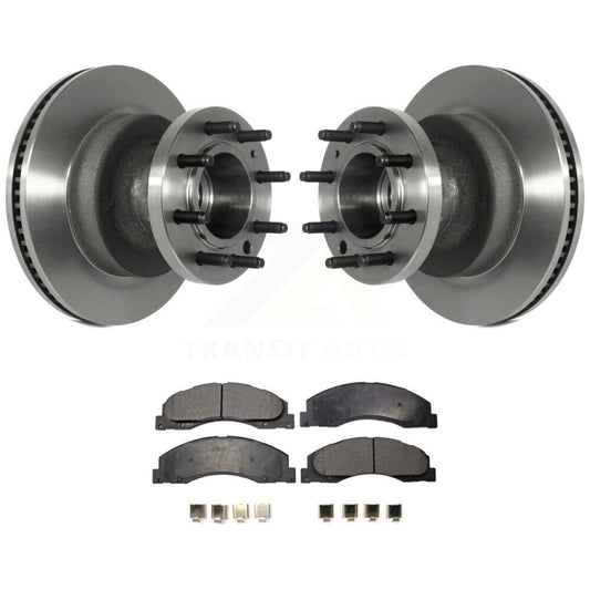 Disc Brake Rotor Hub Semi-Metallic Pad Front Kit For Ford E-350 Super Duty E-450