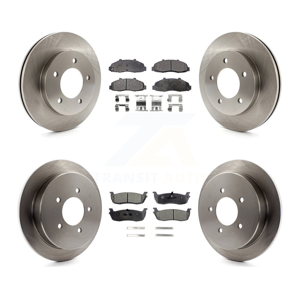Disc Brake Rotors And Semi-Metallic Pads Front Rear Kit For Ford F-150 4WD