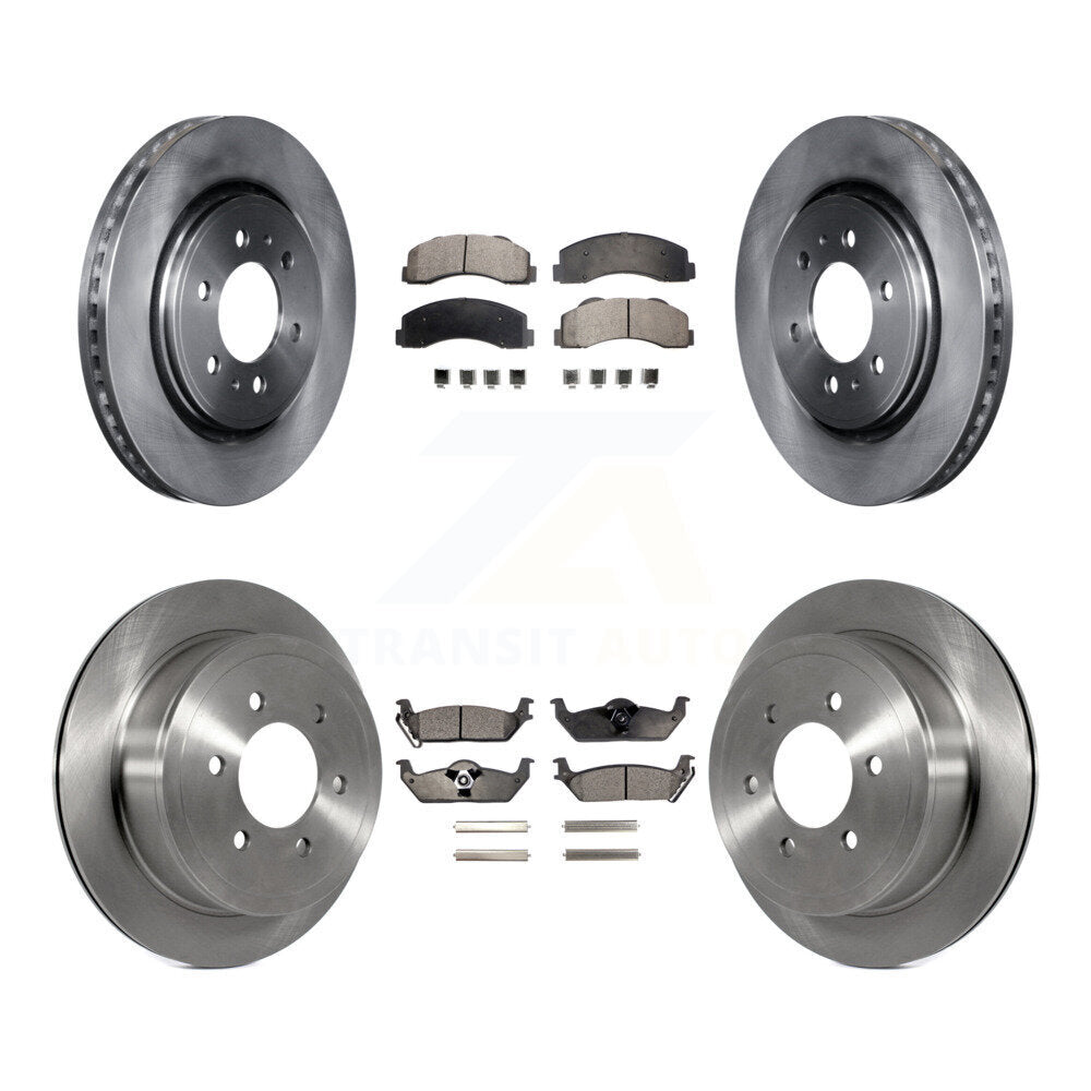 Brake Rotors & Semi-Metallic Pad Front Rear Kit For Ford F-150 With 6 Lug Wheels
