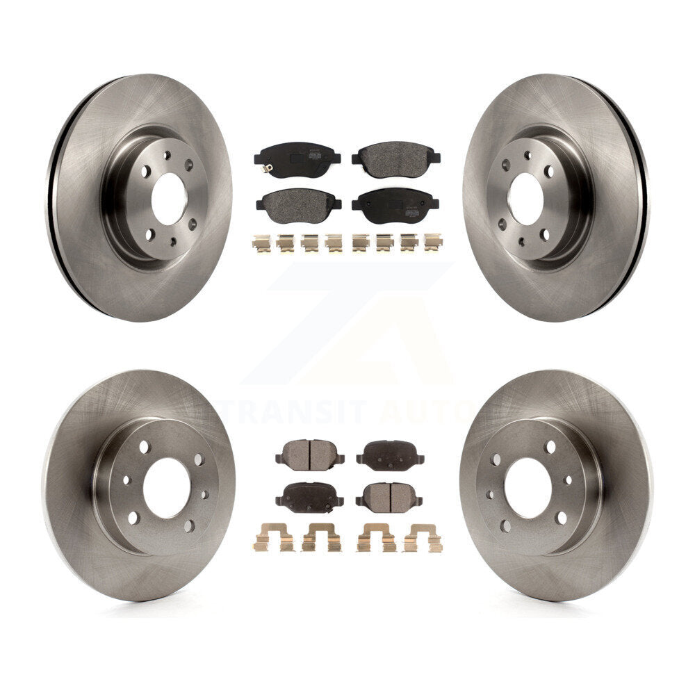 Disc Brake Rotors And Semi-Metallic Pads Front Rear Kit For Fiat 500