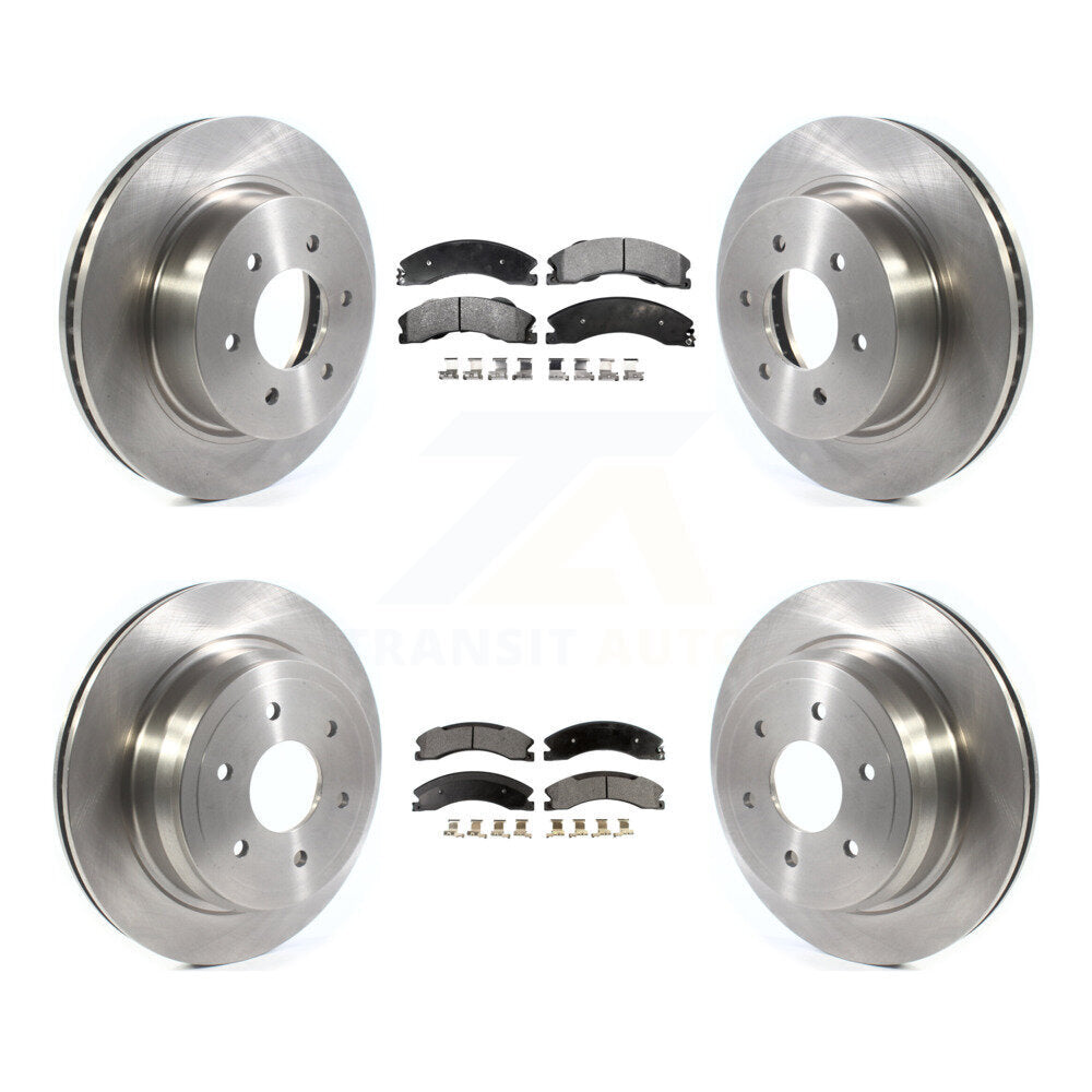 Disc Brake Rotors Semi-Metallic Pad Front Rear Kit For 2016-2024 Nissan TITAN XD