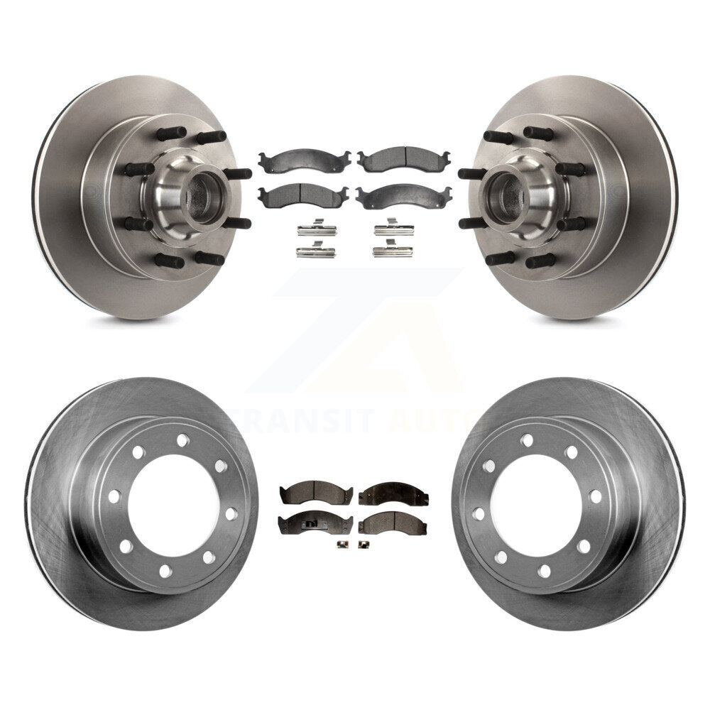 Disc Brake Rotors Semi-Metallic Pad Front Rear Kit For Ford Econoline Super Duty