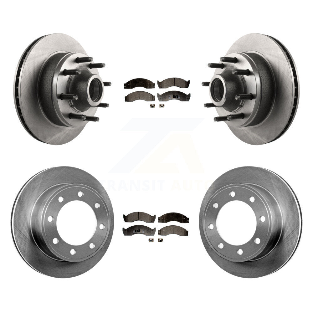 Brake Rotor Semi-Metallic Pad Front Rear Kit For Ford E-450 Econoline Super Duty