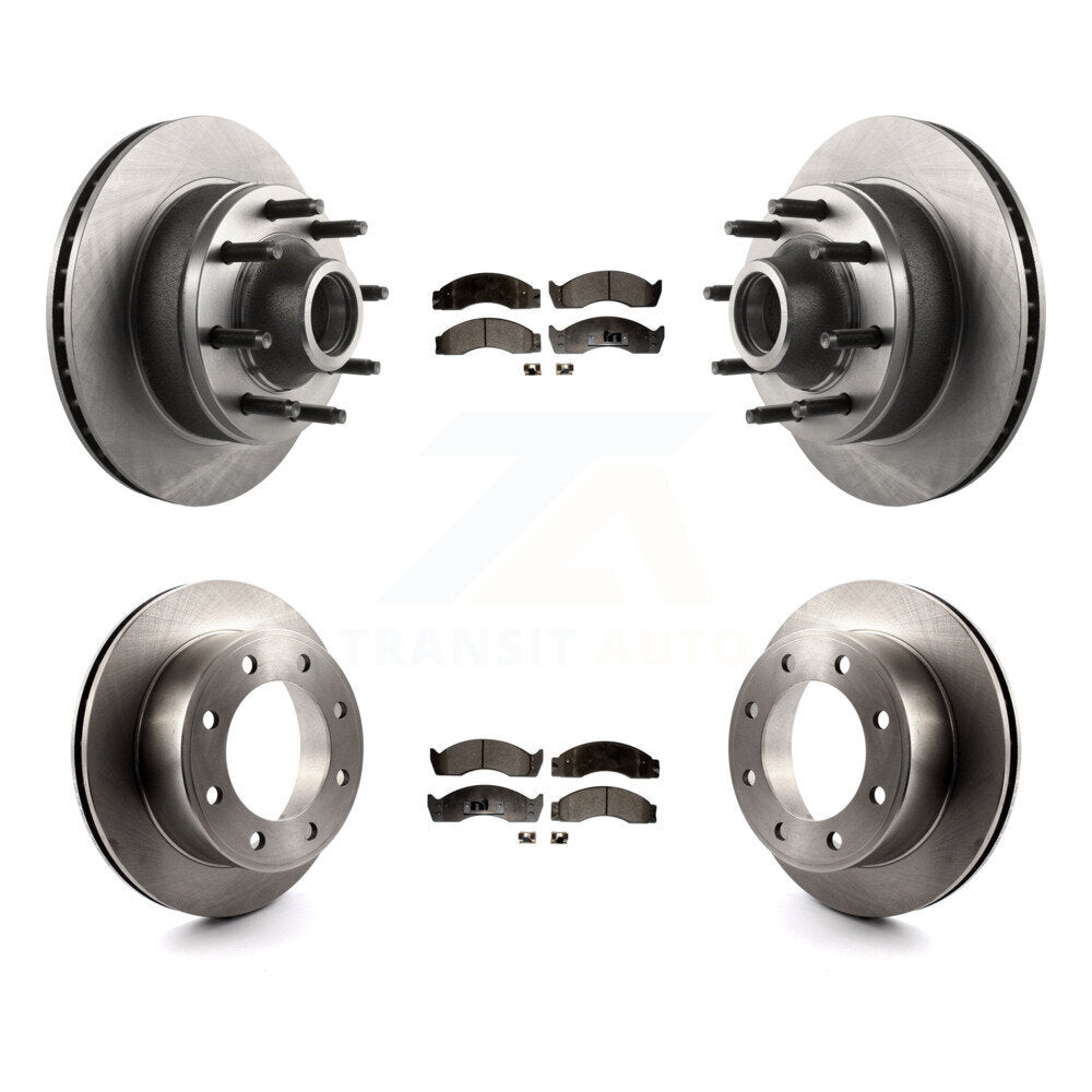 Brake Rotor Semi-Metallic Pad Front Rear Kit For Ford E-450 Econoline Super Duty