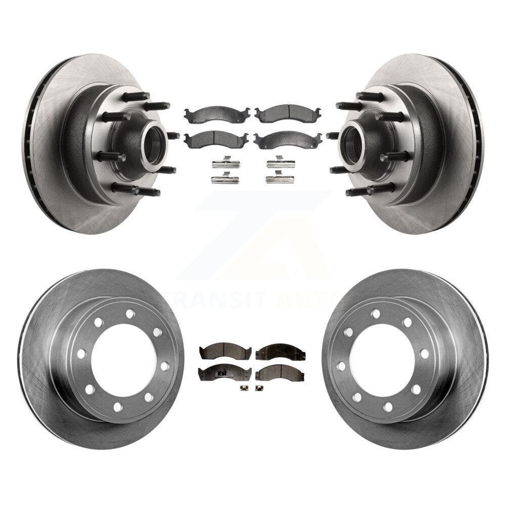 Disc Brake Rotors Semi-Metallic Pad Front Rear Kit For Ford Econoline Super Duty