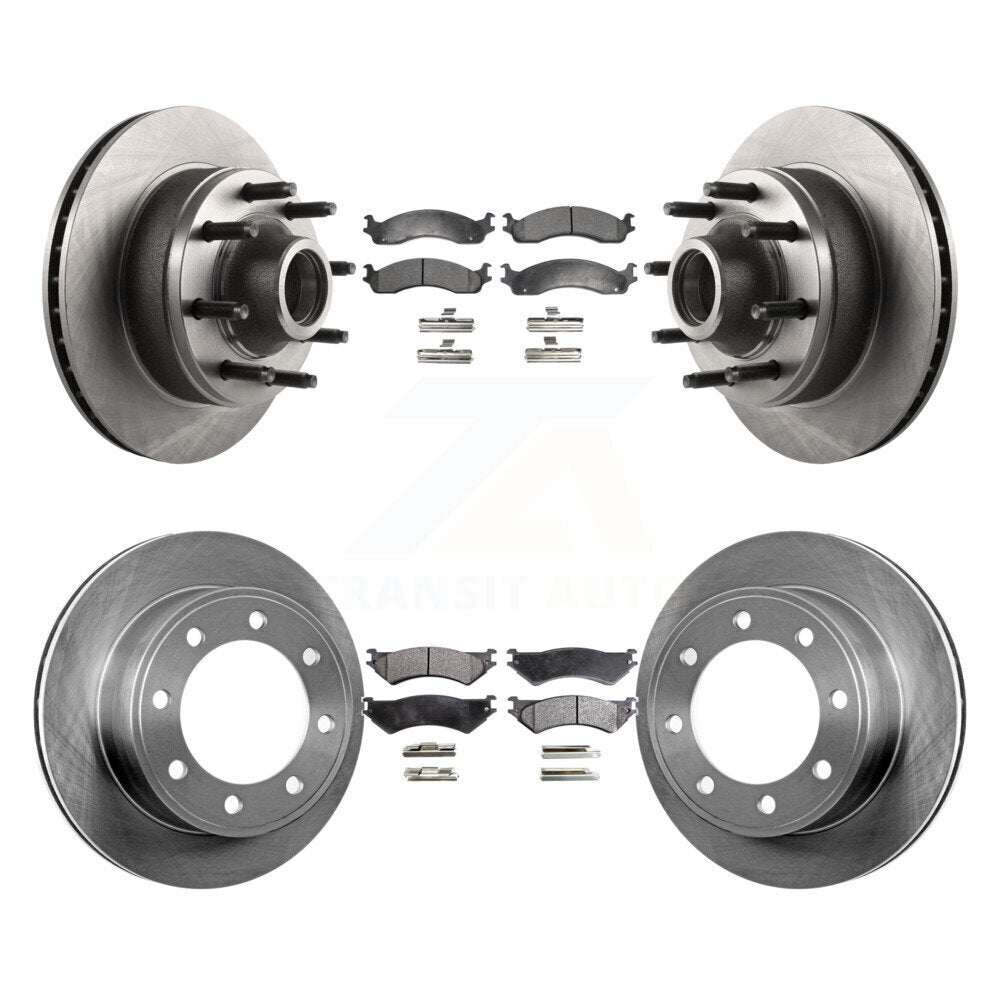 Brake Rotor And Semi-Metallic Pad Front Rear Kit For Ford E-350 Super Duty E-250