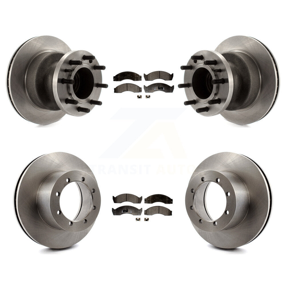 Brake Rotor Semi-Metallic Pad Front Rear Kit For Ford E-450 Econoline Super Duty