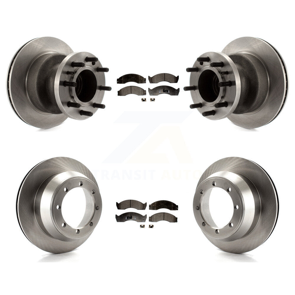 Brake Rotor Semi-Metallic Pad Front Rear Kit For Ford E-450 Econoline Super Duty