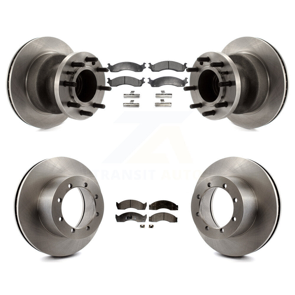 Brake Rotor Semi-Metallic Pad Front Rear Kit For Ford E-450 Super Duty Econoline