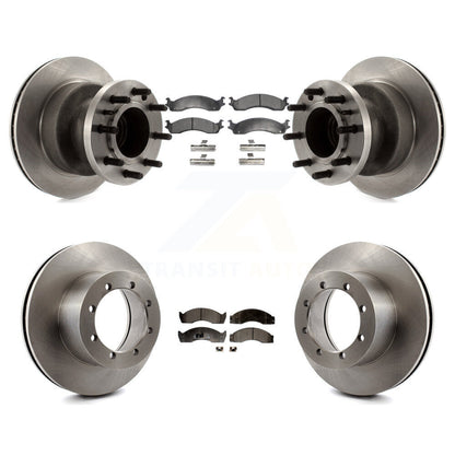 Brake Rotor Semi-Metallic Pad Front Rear Kit For Ford E-450 Super Duty Econoline