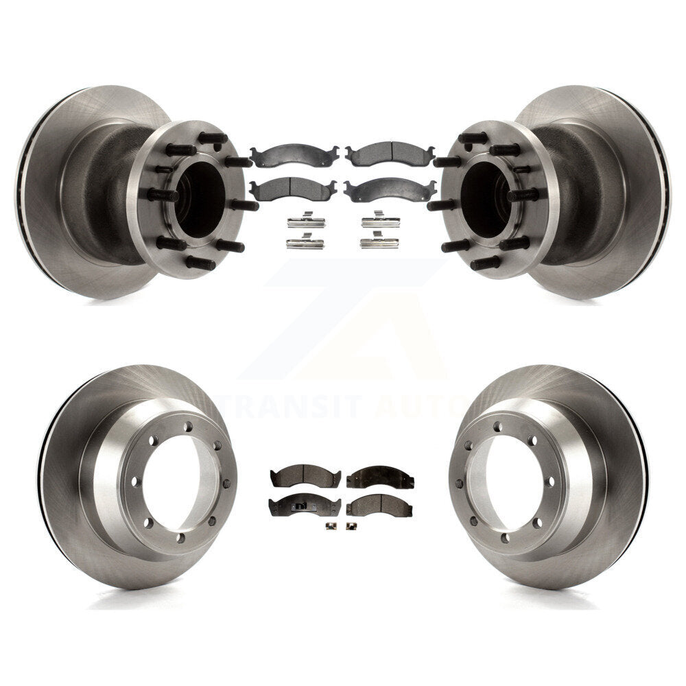 Disc Brake Rotors Semi-Metallic Pad Front Rear Kit For Ford Econoline Super Duty