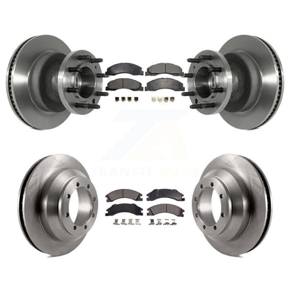 Brake Rotor Semi-Metallic Pad Front Rear Kit For Ford E-350 Super Duty Econoline