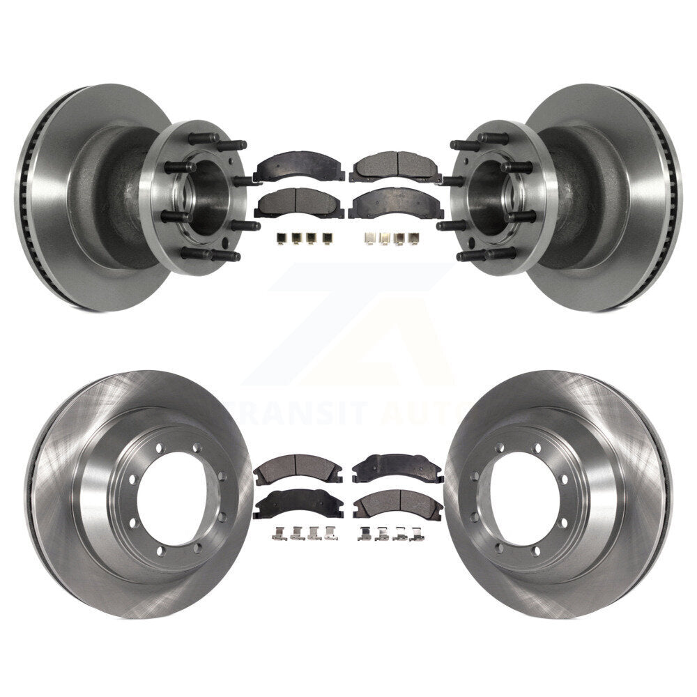 Disc Brake Rotors And Semi-Metallic Pad Front Rear Kit For Ford E-450 Super Duty
