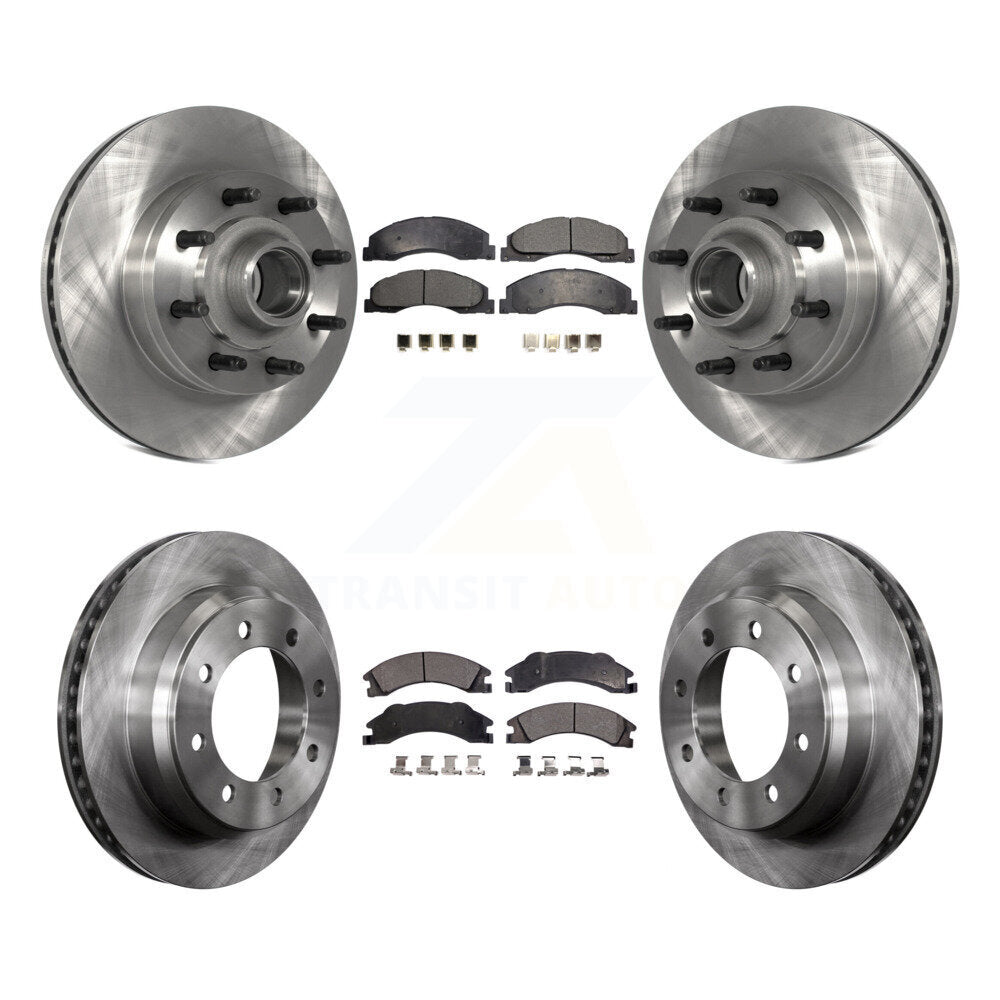 Brake Rotor And Semi-Metallic Pad Front Rear Kit For Ford E-350 Super Duty E-250