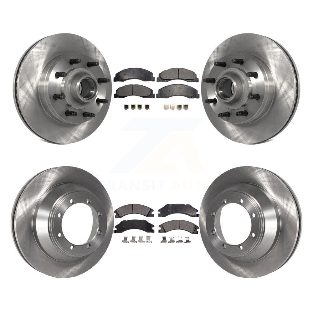 Disc Brake Rotors And Semi-Metallic Pad Front Rear Kit For Ford E-450 Super Duty