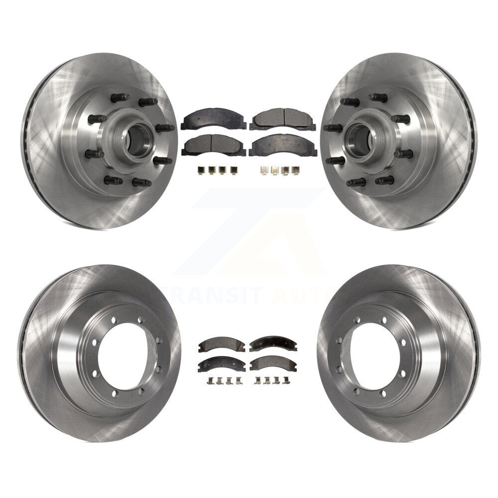 Disc Brake Rotors And Semi-Metallic Pad Front Rear Kit For Ford E-450 Super Duty
