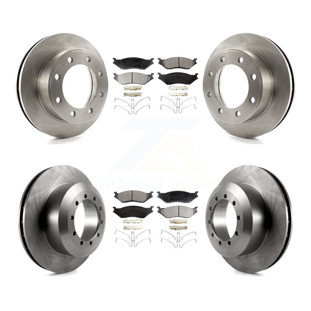 Brake Rotor And Semi-Metallic Pad Front Rear Kit For Ford F-450 Super Duty F-550