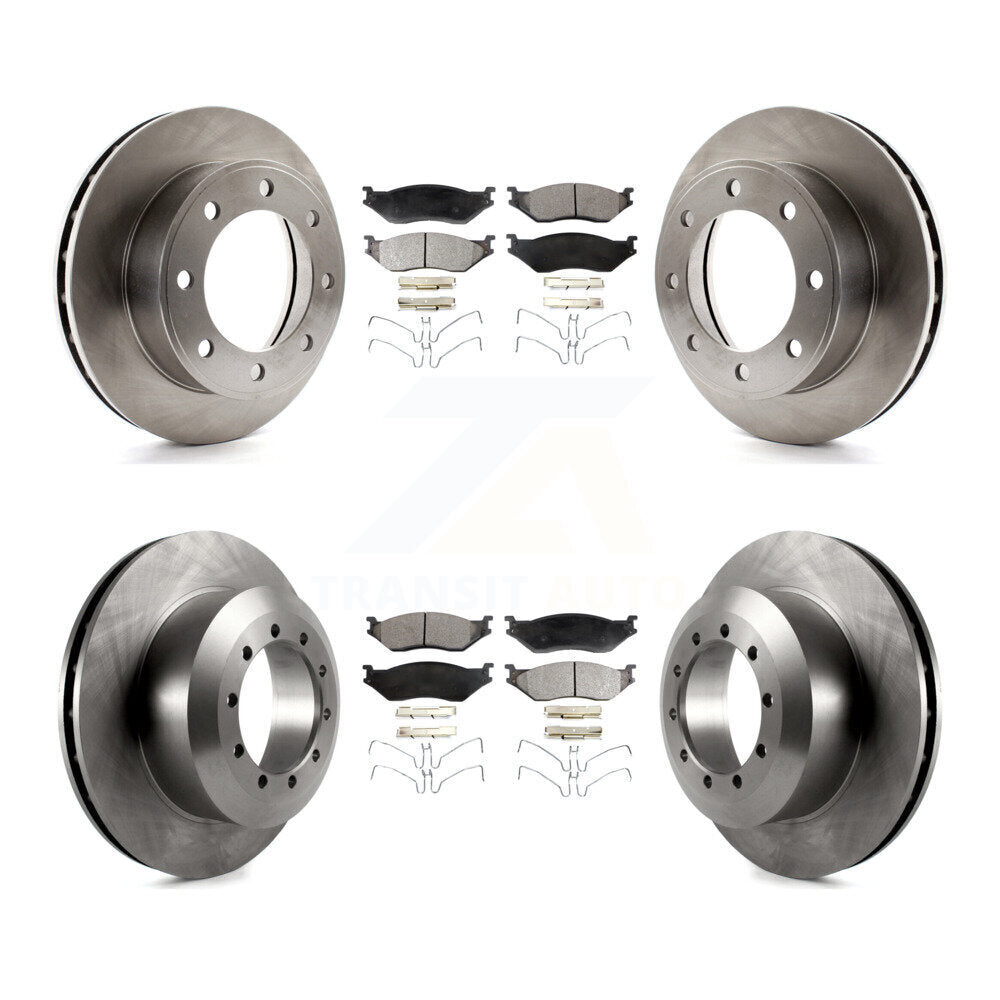 Brake Rotor And Semi-Metallic Pad Front Rear Kit For Ford F-450 Super Duty F-550